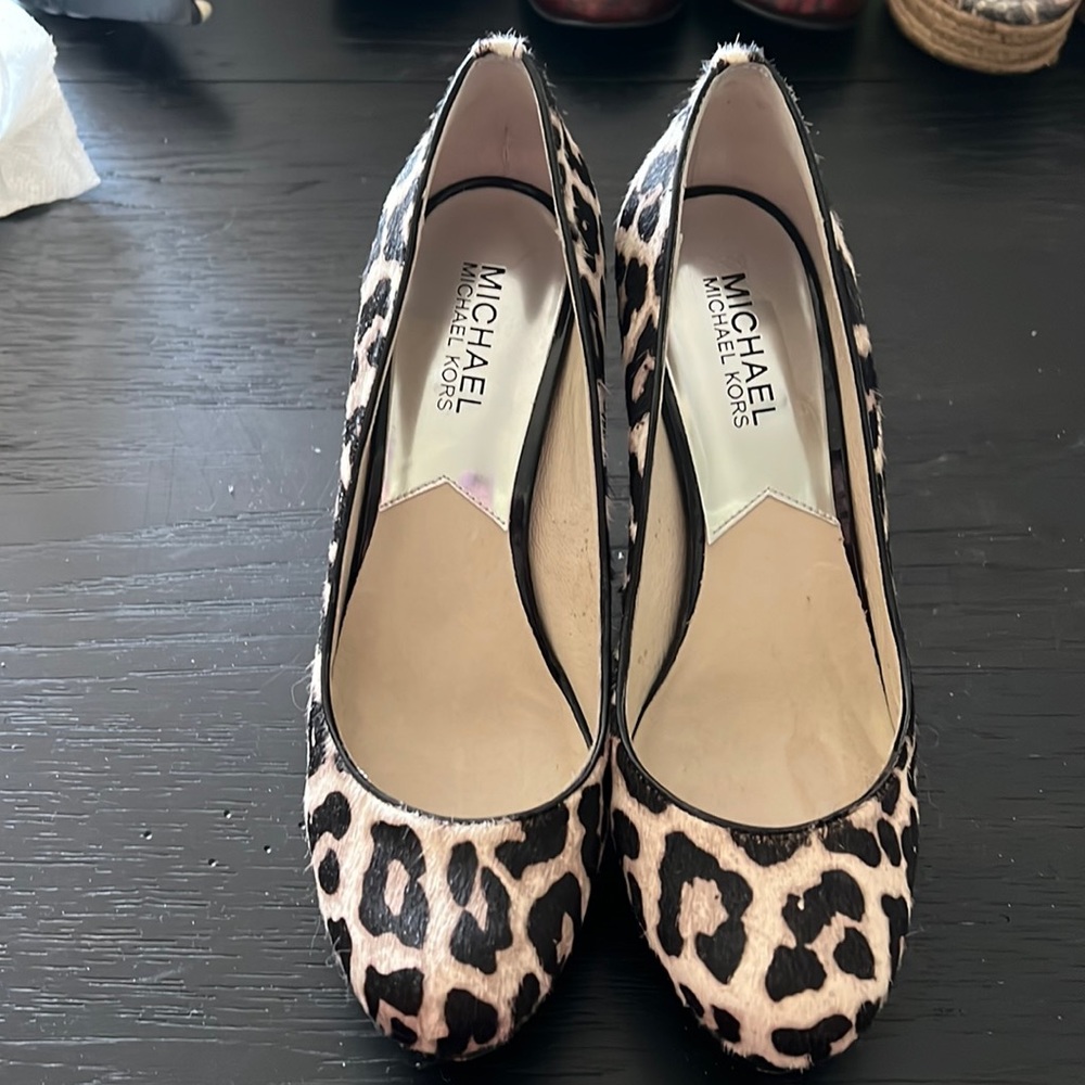 Michael Kors leopard print calf hair pumps